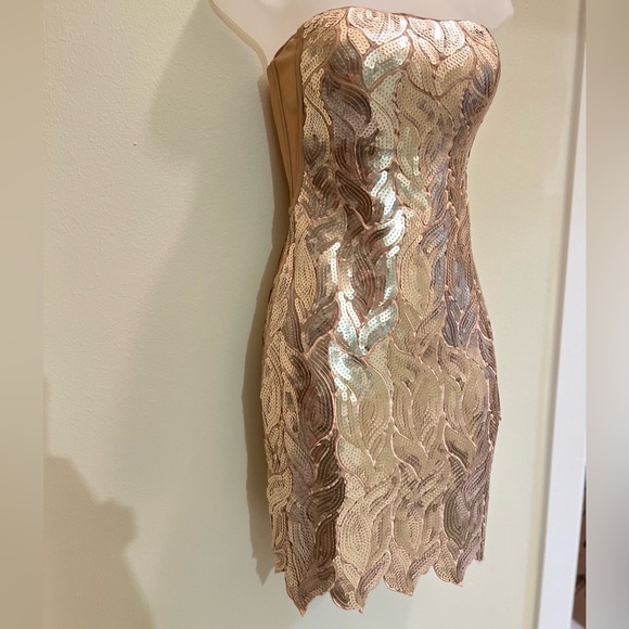 Gold mini dress with corset top | x-small - Picture 4 of 5